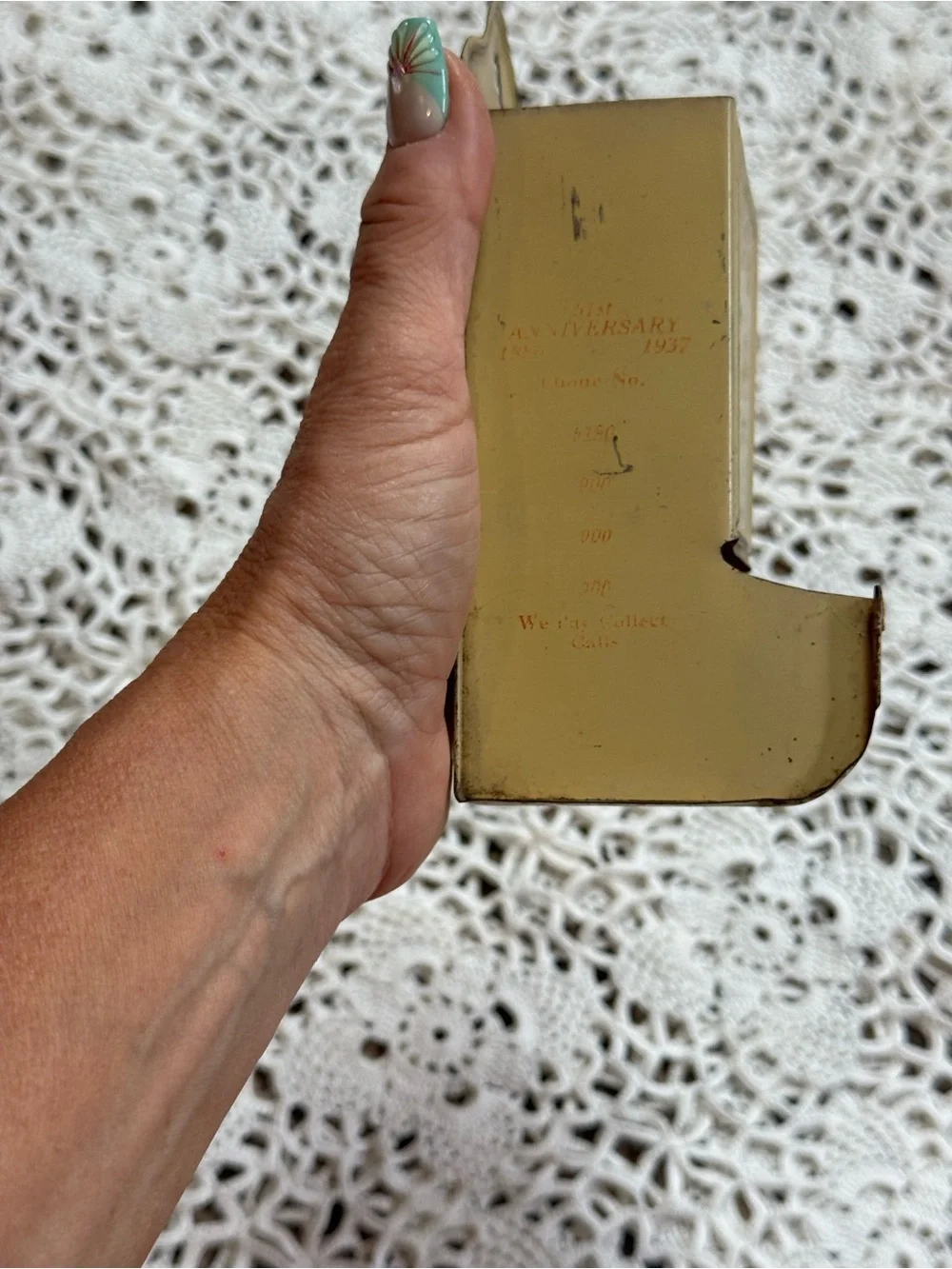 Vintage 1937 Advertising Metal Match Holder Wall Mount Primitive Decor